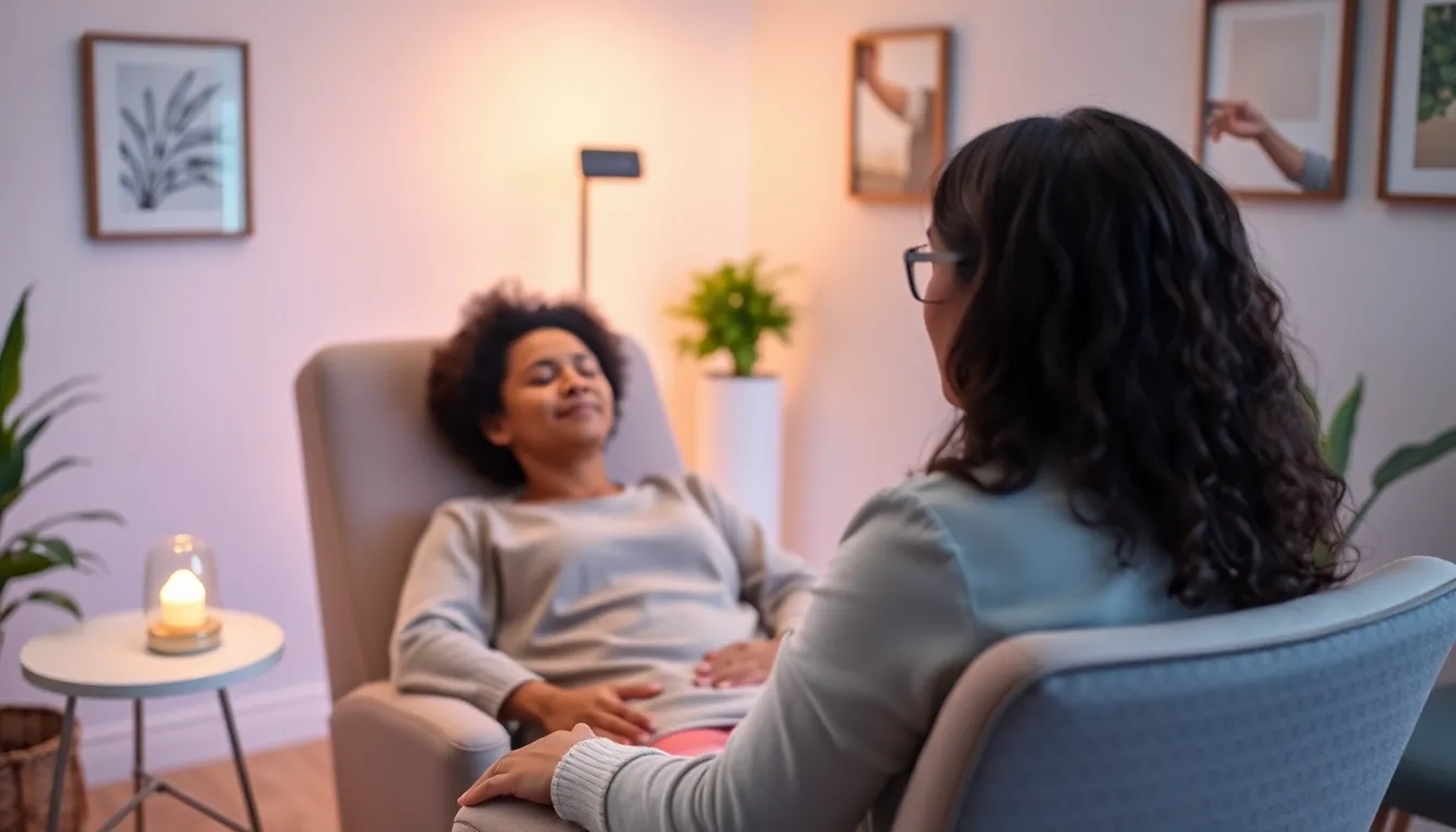 Therapy room for sleep hypnotherapy session.