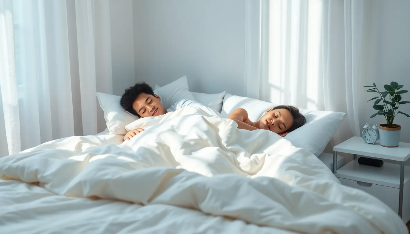 a person peacefully sleeping in a serene bedroom setting.